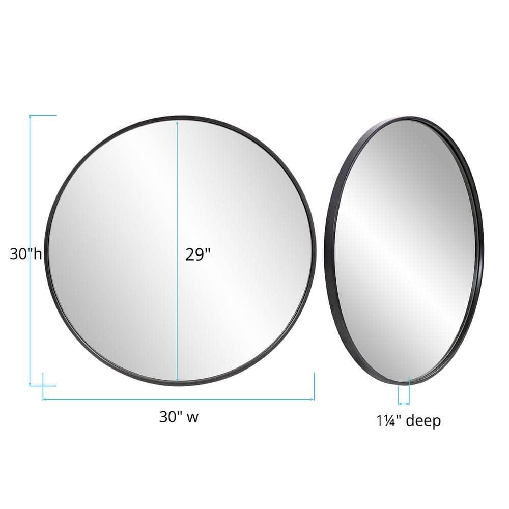 Howard Elliott 30" Round Stainless Steel Framed Vanity Mirror Brushed Black