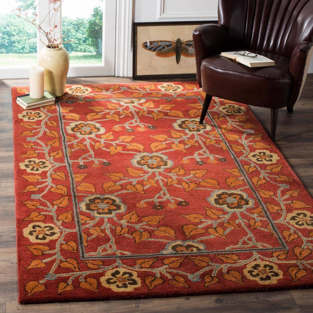 Heritage HG407 Handmade Area Rug - 9'x12' - Red/Multi - Safavieh