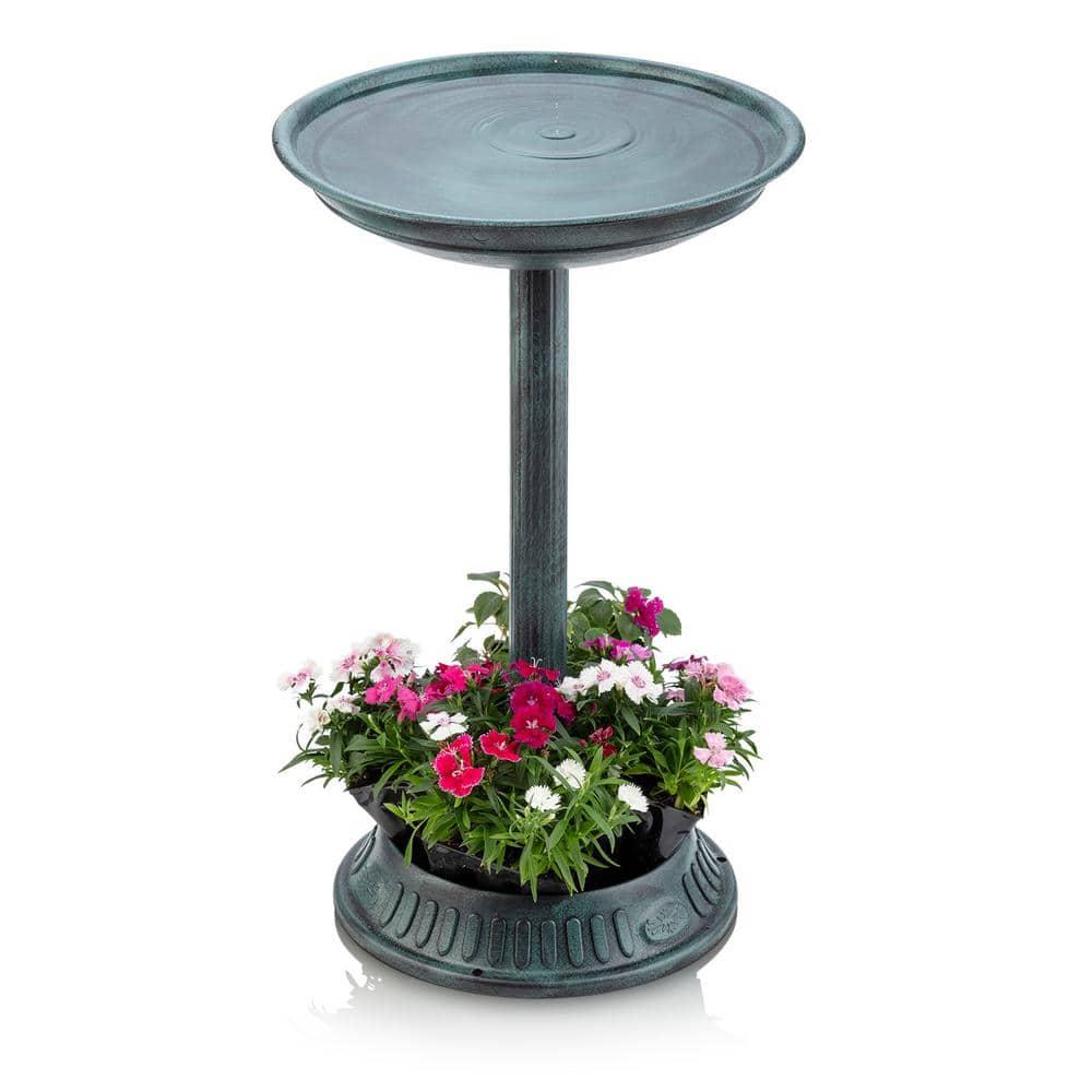 Alpine Corporation Plastic Bird Bath with Plant Adaptability, Green