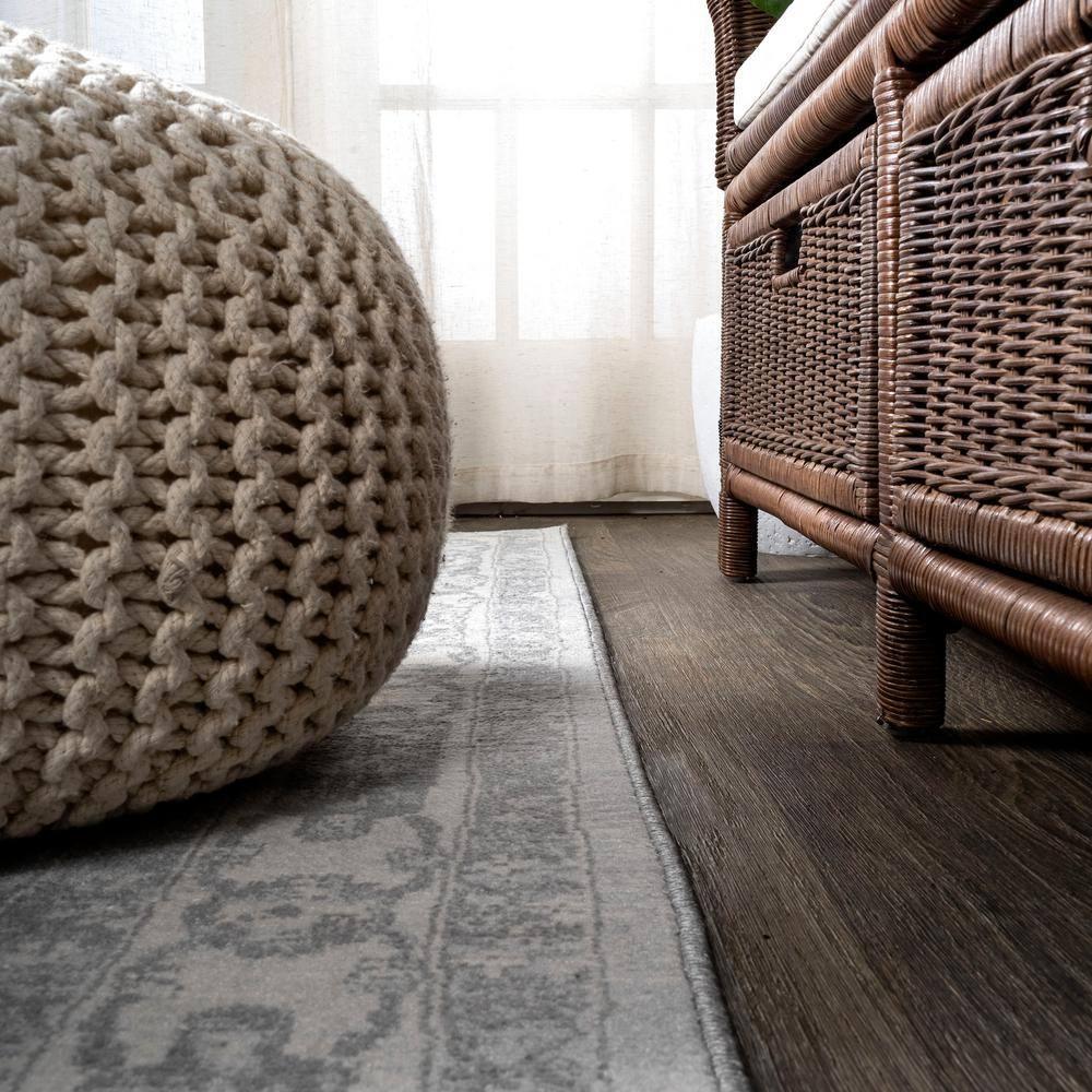 2' X 10' Modern Persian Vintage Medallion Runner Rug, Light Gray/Ivory - JONATHAN Y