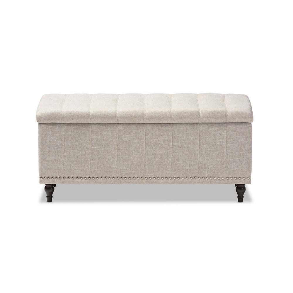Kaylee Modern Classic Fabric Upholstered Button - Tufting Storage Ottoman Bench - Buff Beige - Baxton Studio