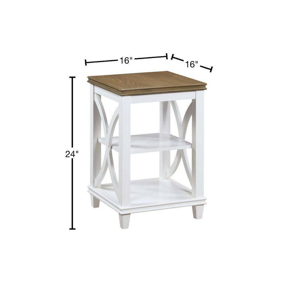 Convenience Concepts Florence End Table in White and Brown Wood Finish