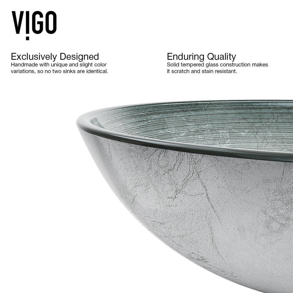 Russet Glass 17" L 17" W 6" H Round Vessel Bathroom Sink