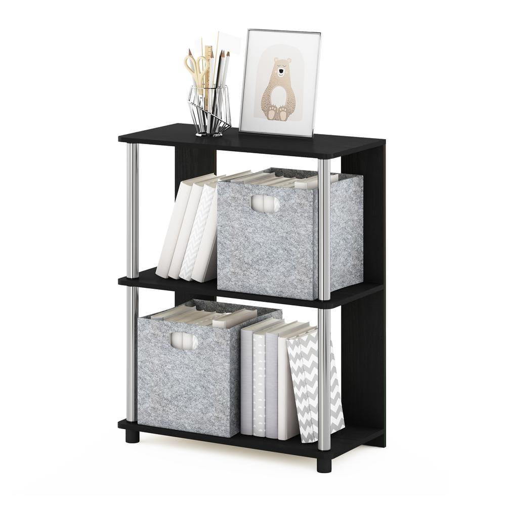 Furinno Simple Design 3-Tier Decorative Bookshelf Industrial Open Bookcase Display Shelf Storage Rack,Americano