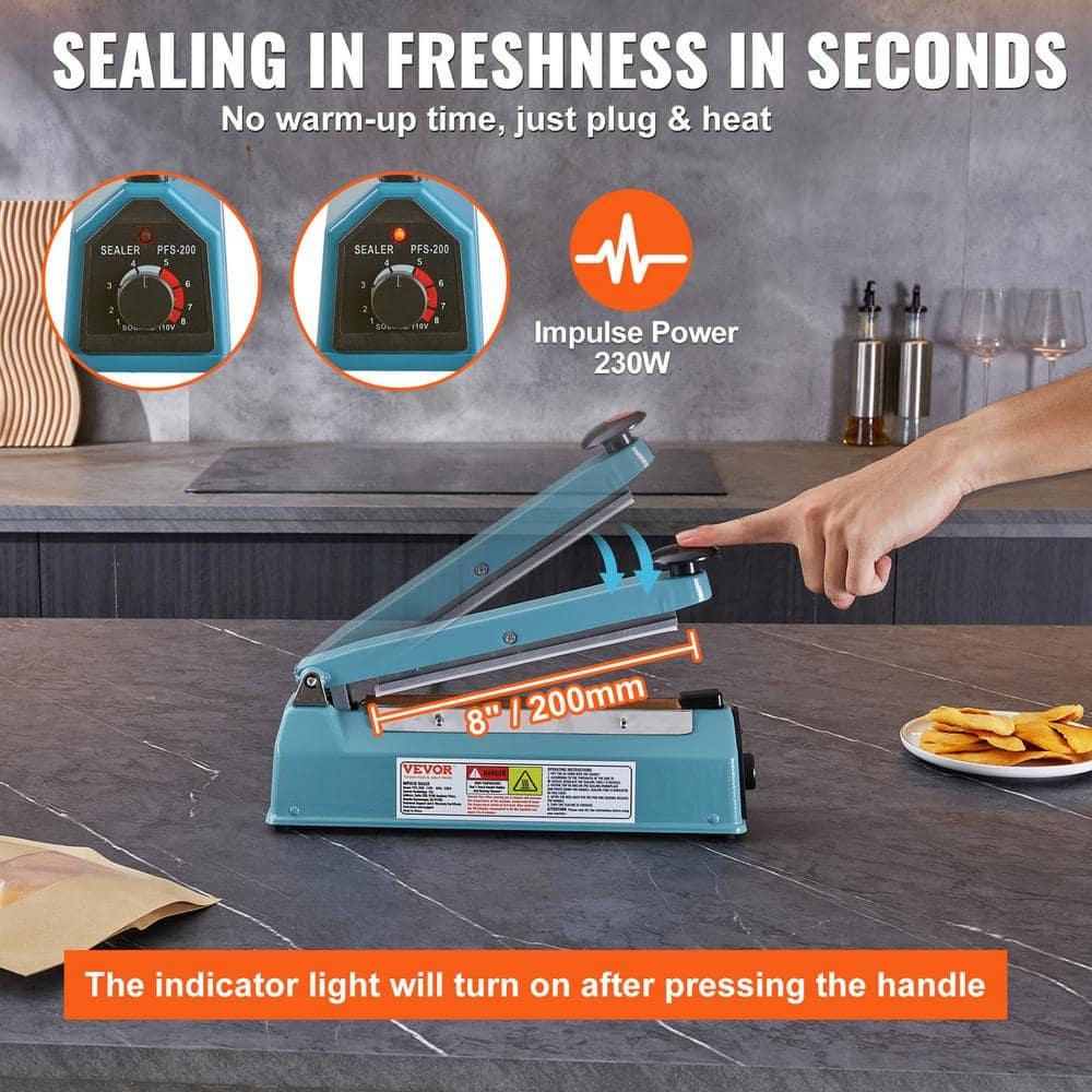 VEVOR VEVOR 8" Iron Hand Impulse Heat Sealer Machine Poly Bag Sealing for Plastic Bag