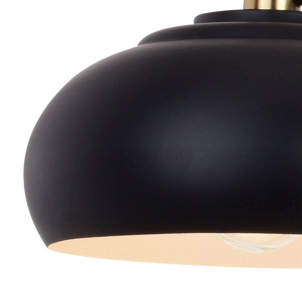 Belmont 3 Light Black and Brass Mid Century Modern Dome Bathroom Vanity Fixture