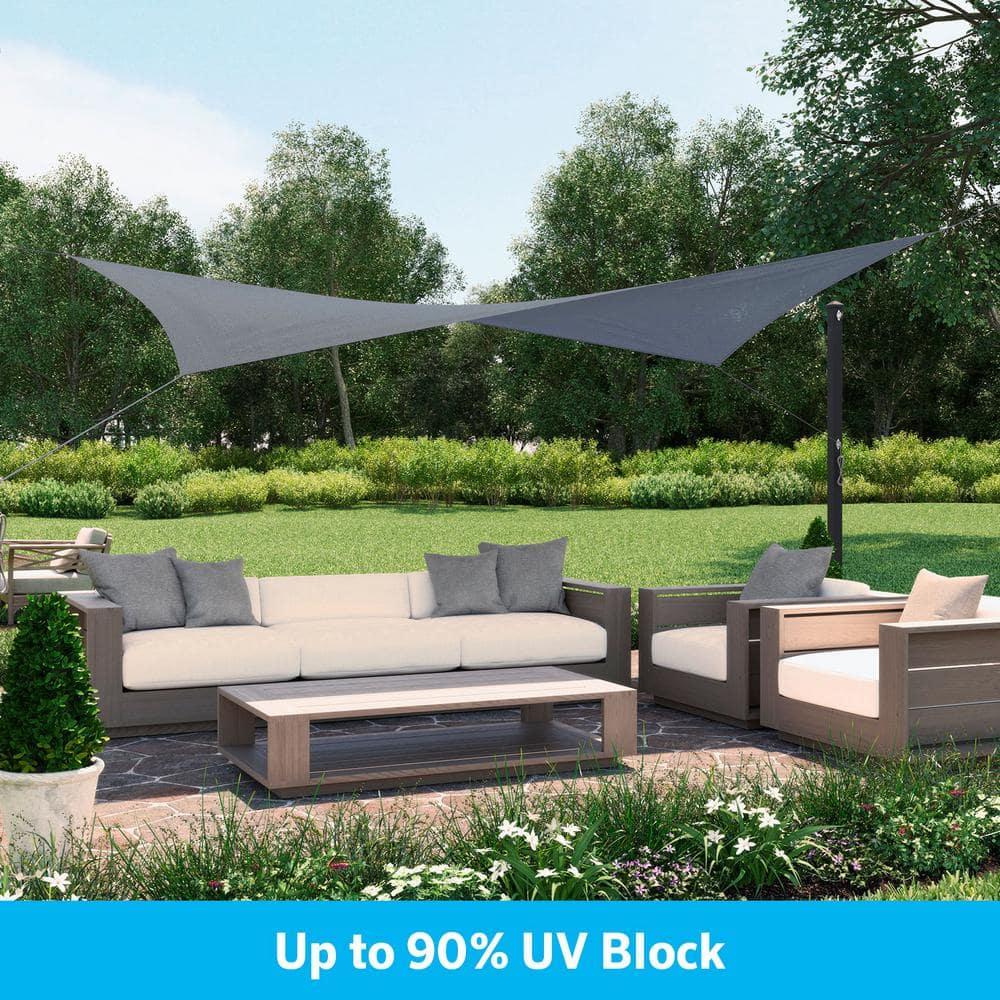 Coolaroo Ready to Hang Outdoor Sun Shade Sail Triangle 90% UV Block Protection for Backyard, Garden, Patio, Playground, 11'10" x 8' Rectangle, Steel