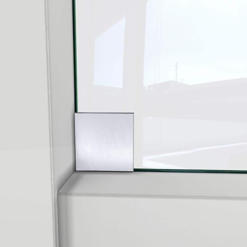 DreamLine Enigma-CXO 56-60 in. W x 76 in. H Fully Frameless Sliding Shower Door in Brushed Stainless