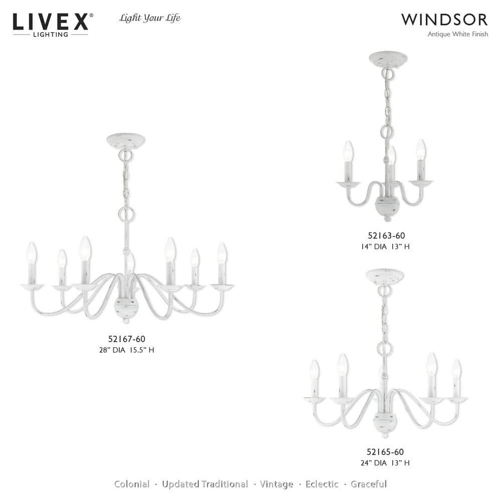 Livex Lighting Windsor 3 - Light Chandelier in  Antique White