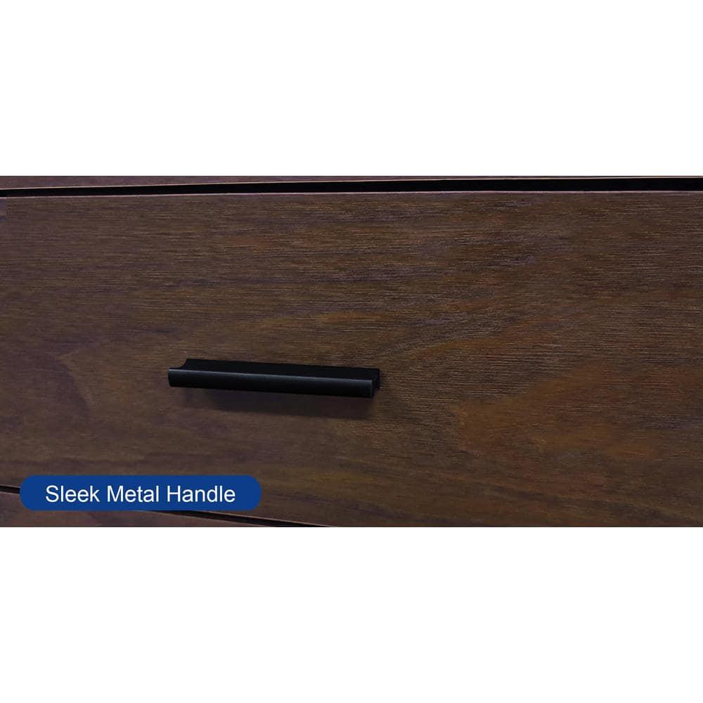 AndMakers 3-Drawer 39in. W Rolling Lateral Walnut Filing Cabinet with Locker and Open Storage Shelves for Home Office and Kids Room