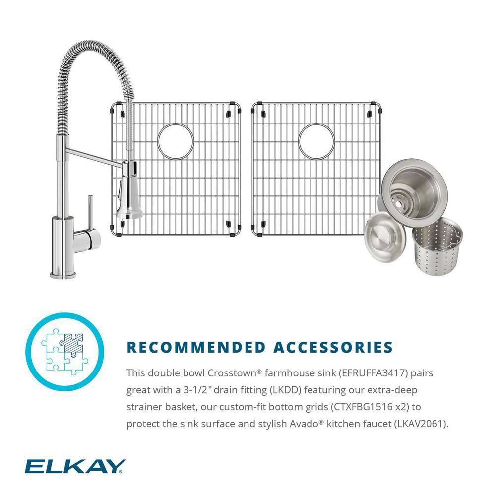 36" L x 20" W Double Basin Farmhouse Kitchen Sink