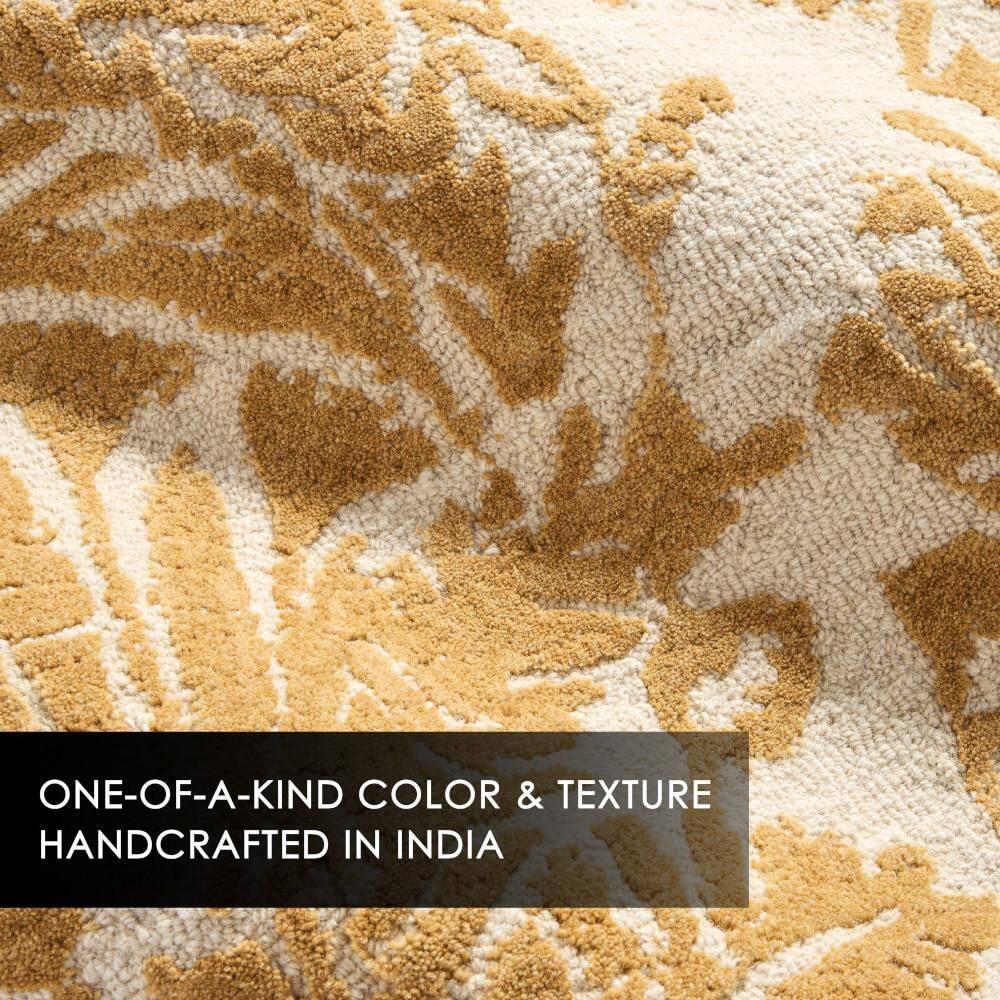 NICOLE MILLER NEW YORK Mod Damask Chambray Handcrafted Wool Area Rug Gold