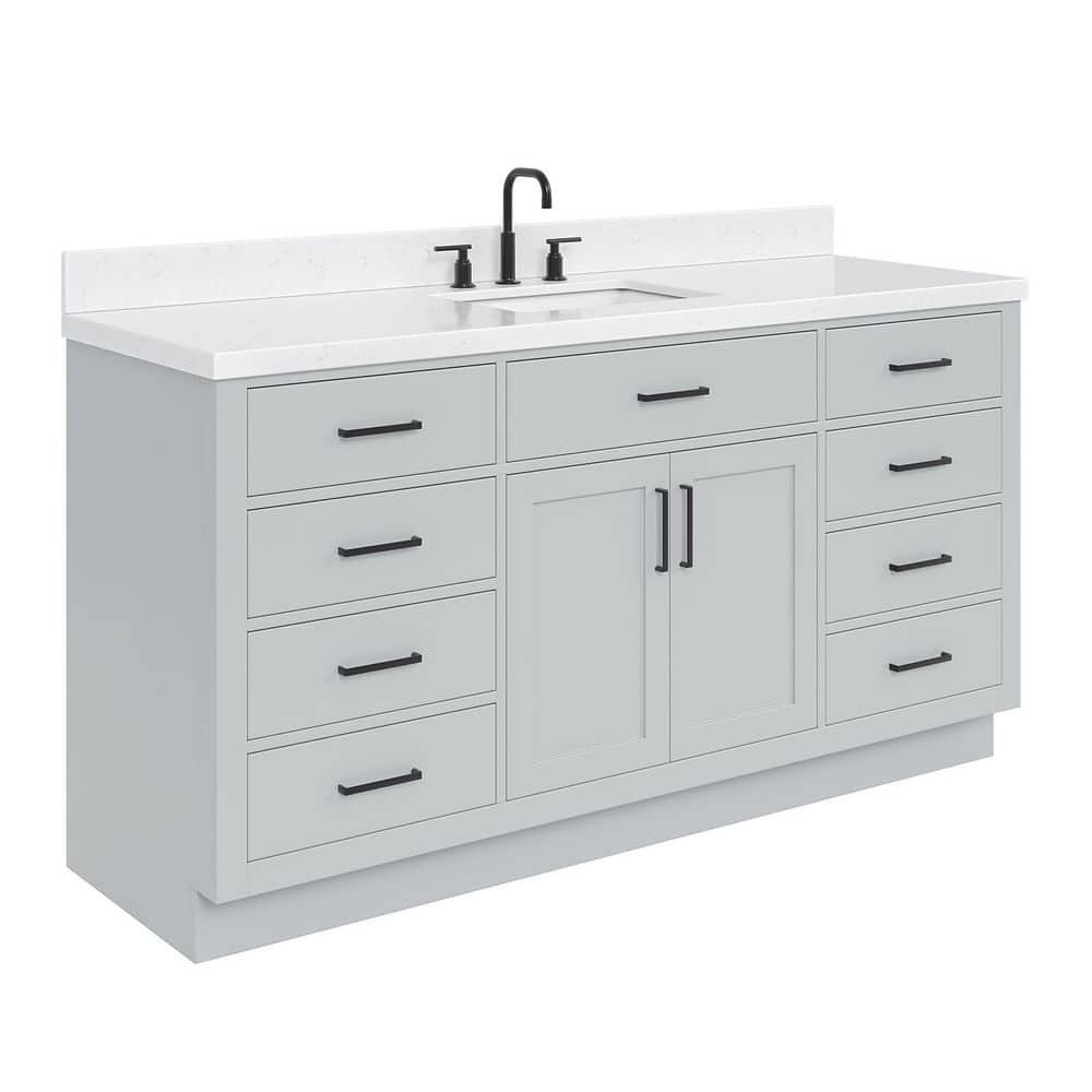 Ariel T066scqrvo Hepburn 66" Free Standing Single Basin Vanity Set - Grey