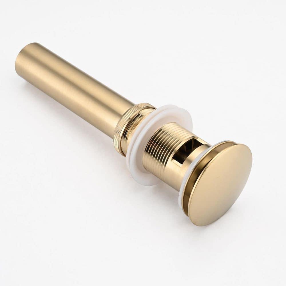 JONKEAN Bathroom Pop Up Drain Without Overflow,Vanity Vessel Sink Drain with Detachable Strainer Basket,Pop Up Drain Stopper Hair Catcher, Built-in Anti-Clogging Strainer(Brushed Gold)