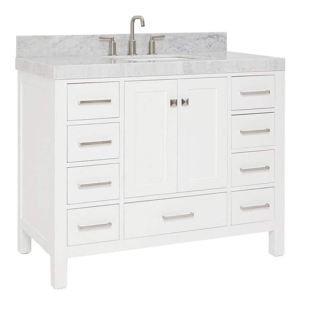 Cambridge 42'' Single Bathroom Vanity with Carrara Marble Top