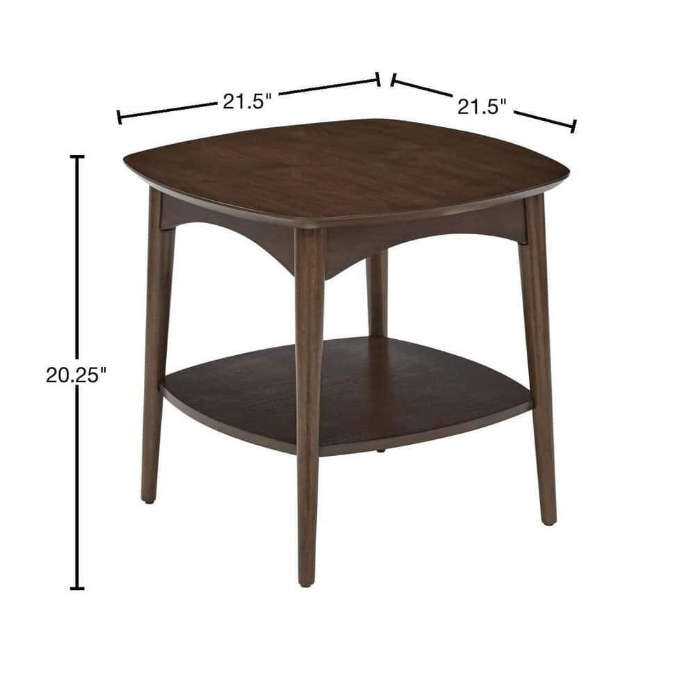 Copenhagen Accent Table Walnut - OSP Home Furnishings: Mid-Century 2-Tiered, Square, Wood Construction