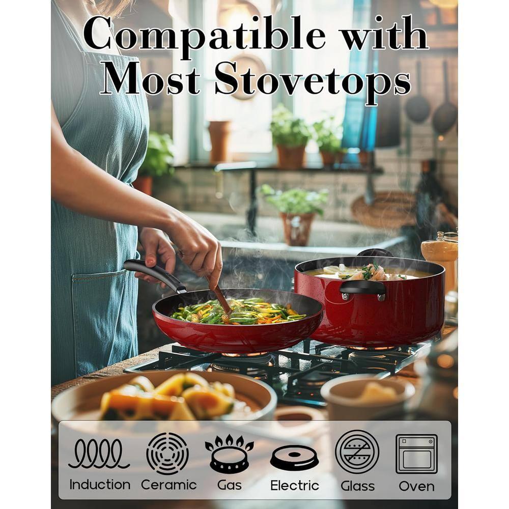 Cook N Home Cook N Home Non-Stick Aluminum Pots and Pans Kitchen Cookware Set 12 Piece