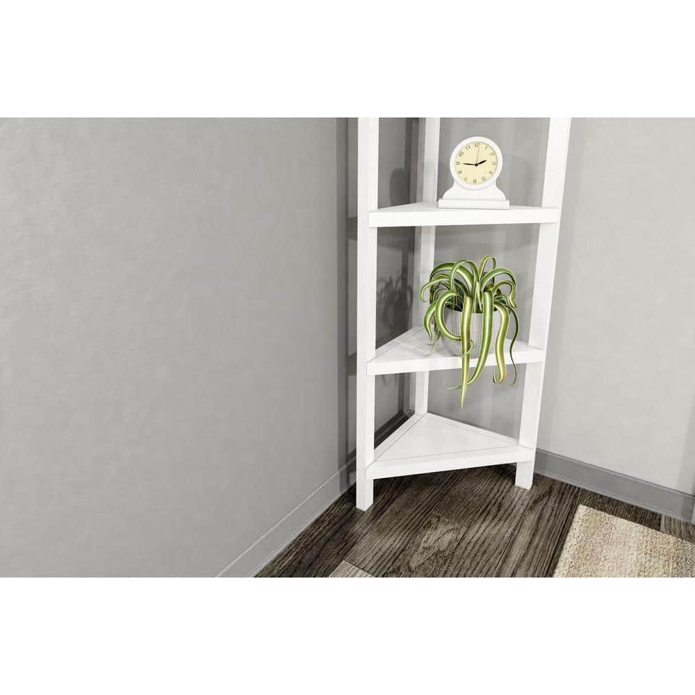 NewRidge 4-Tier Corner Wooden Bookcase White