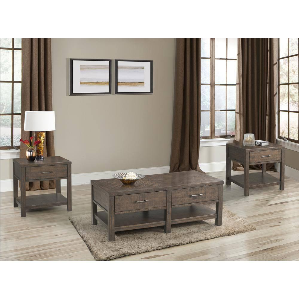Dex End Table Walnut Brown - Picket House Furnishings: Storage Drawer, Shelf, Bedroom & Living Room