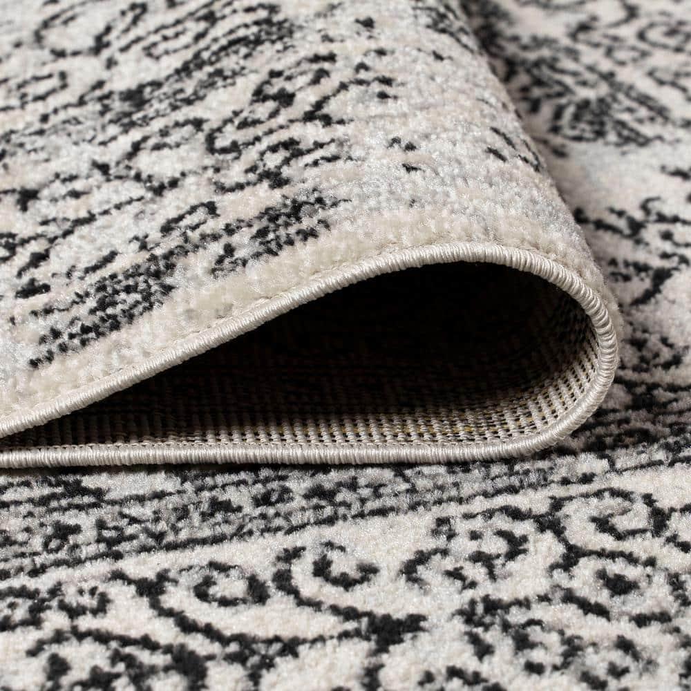 8'x10' Ferro Filigree Charcoal Black and White Area Rug, Gray/Black - JONATHAN Y