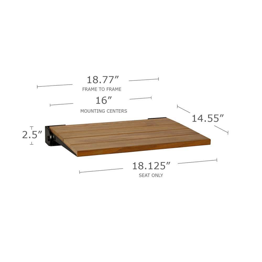 SlimLine Teak Wood Folding Shower Bench Seat