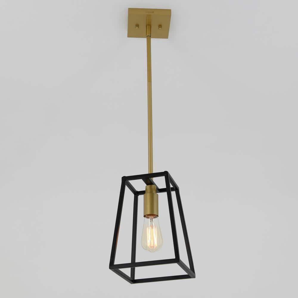 Artika Carter 1 Light Geometric Mini Pendant Light Fixture Black and Gold