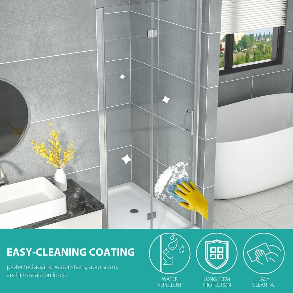 Sarlai 30 - 31 3/8" W x 72" H BiFold Frameless Glass Shower Door with Clear Tempered Glass S-SD3072BF-CH