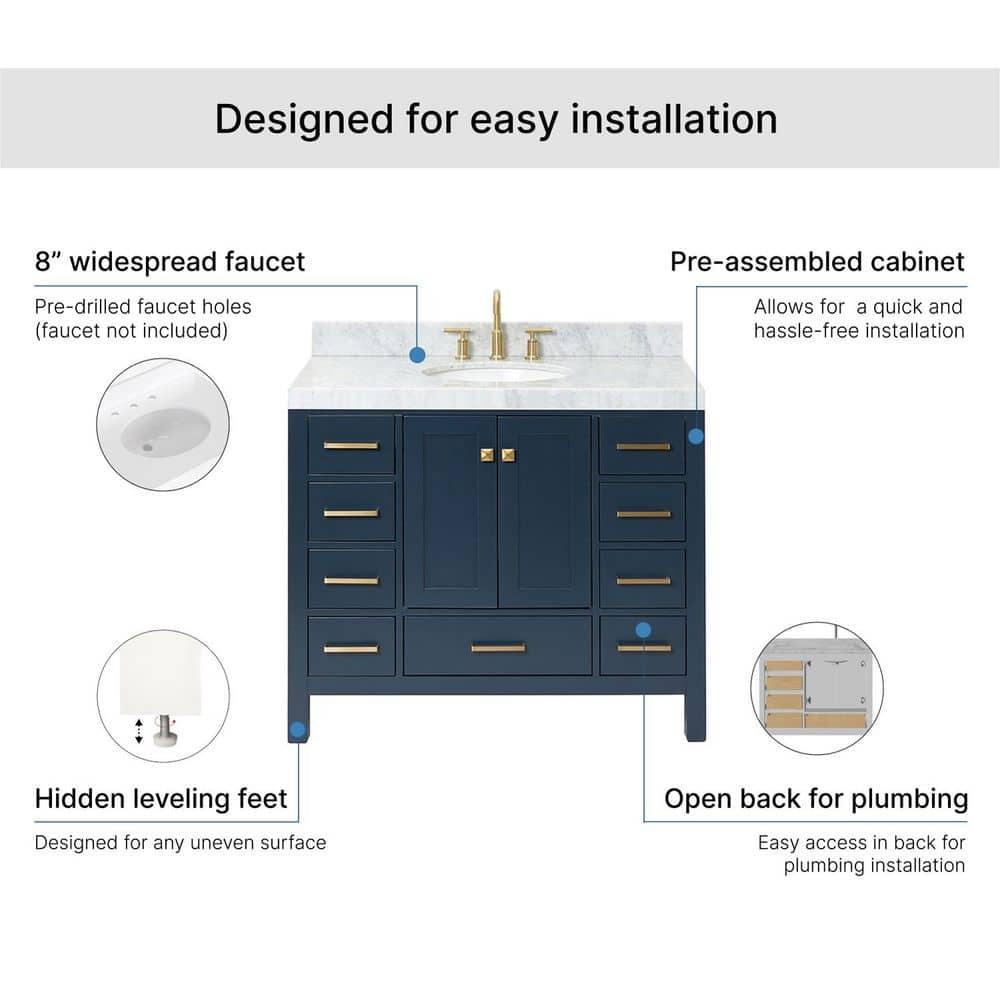 Cambridge 42'' Single Bathroom Vanity with Carrara Marble Top