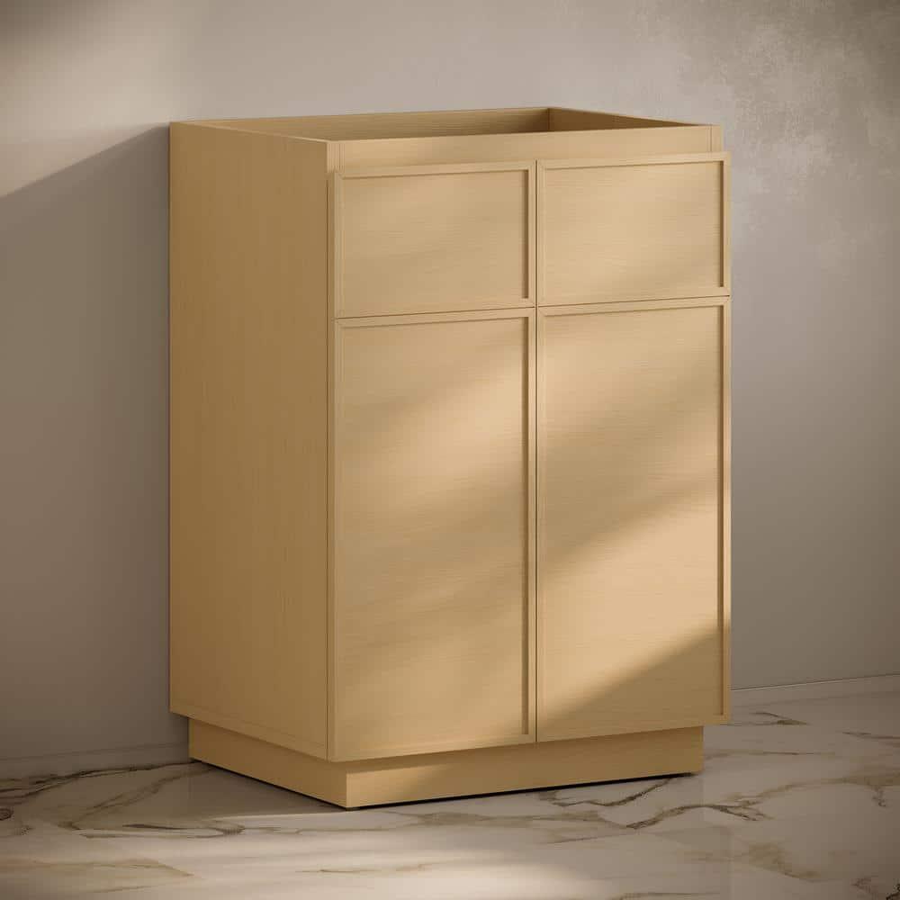 Swiss Madison St. Tropez 24" Freestanding Bathroom Vanity Cabinet Without Top In Natural Oak