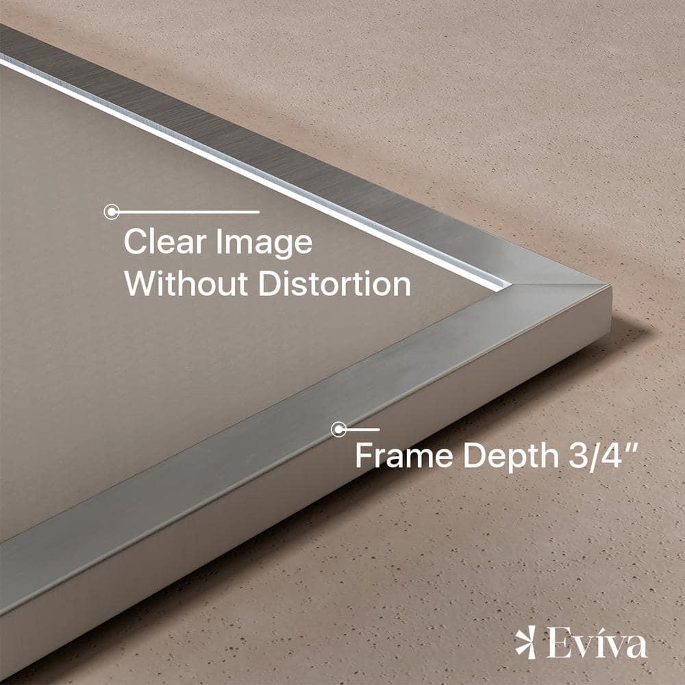 Eviva Sax 60" Brushed Chrome Metal Frame Bathroom Wall Mirror