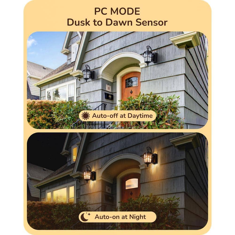 EDISHINE Dusk to Dawn Outdoor Wall Lights, Porch Light Fixture with GFCI Outlet, Exterior Wall Lantern with E26 Socket, Waterproof Outside Wall Sconce Wall Mount Lamp for Front Door, Patio, Garage
