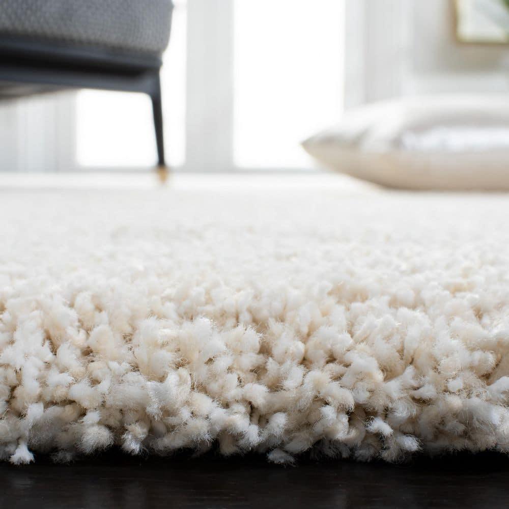 SAFAVIEH Milan Harlow Solid Plush Shag Area Rug, Ivory, 10' x 14'
