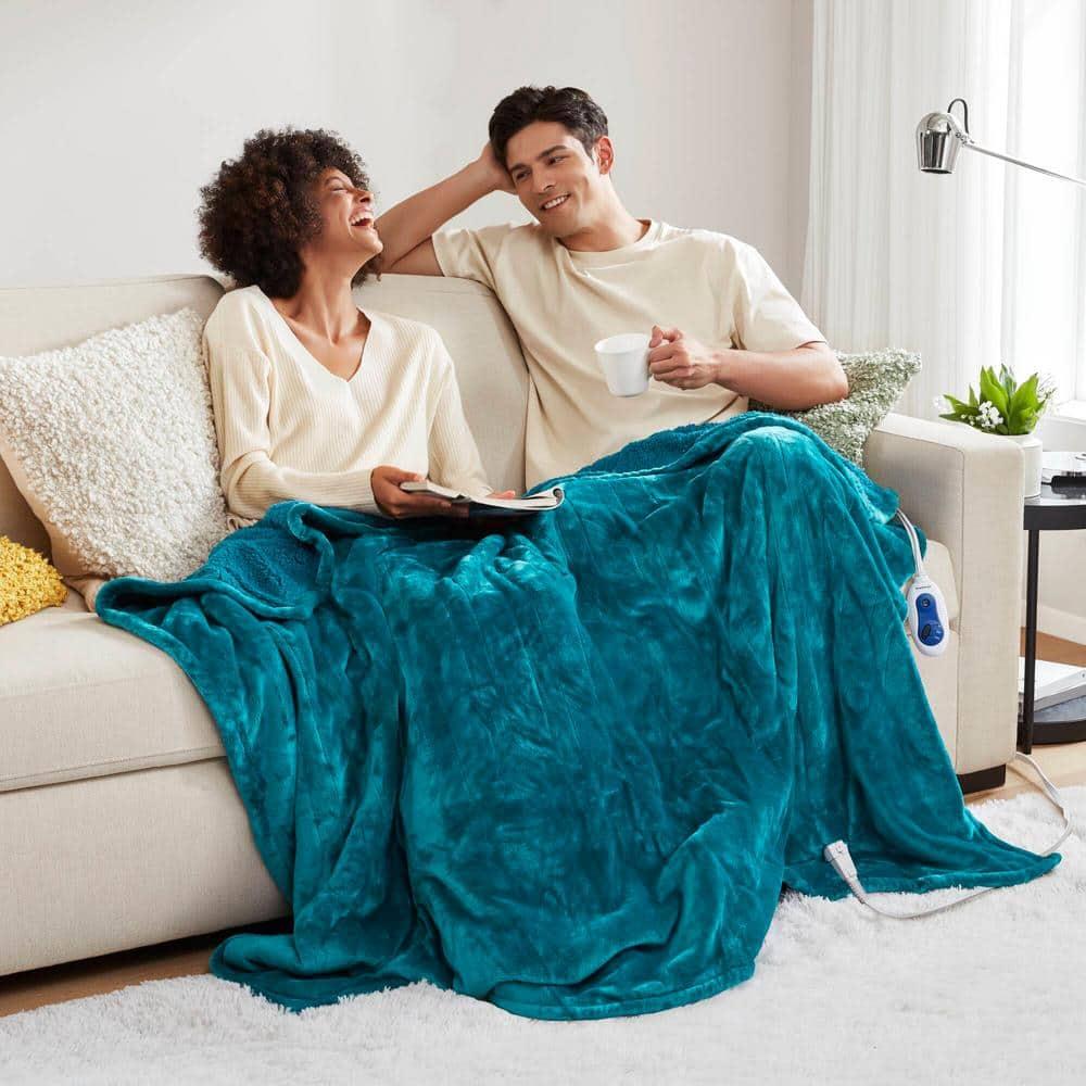 Beautyrest Microlight to Berber Elect Electric Blanket with Two 20 Heat Level Setting Controllers, 60x70, Teal