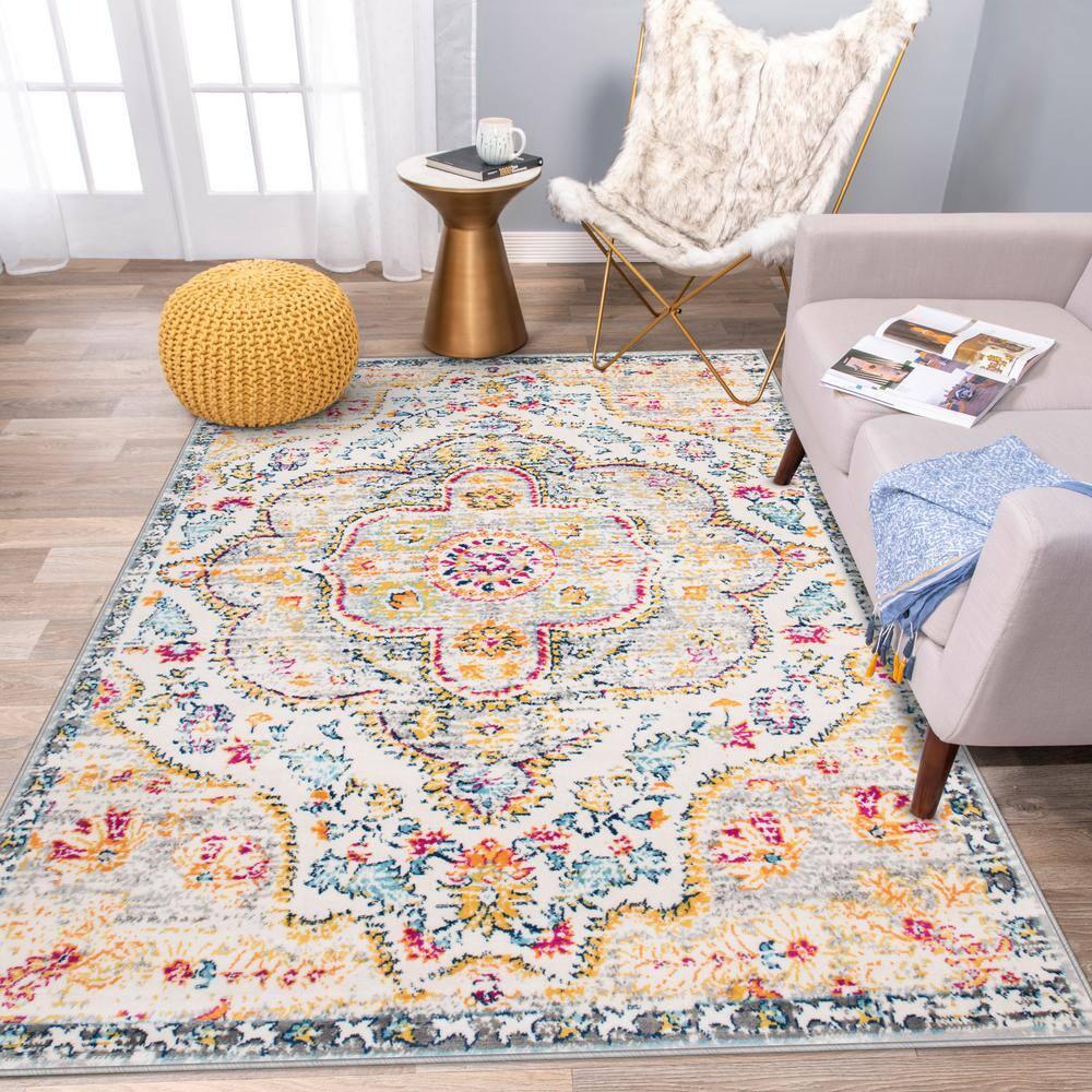 World Rug Gallery Distressed Vintage Bohemian Gray 7'10" x 10' Area Rug