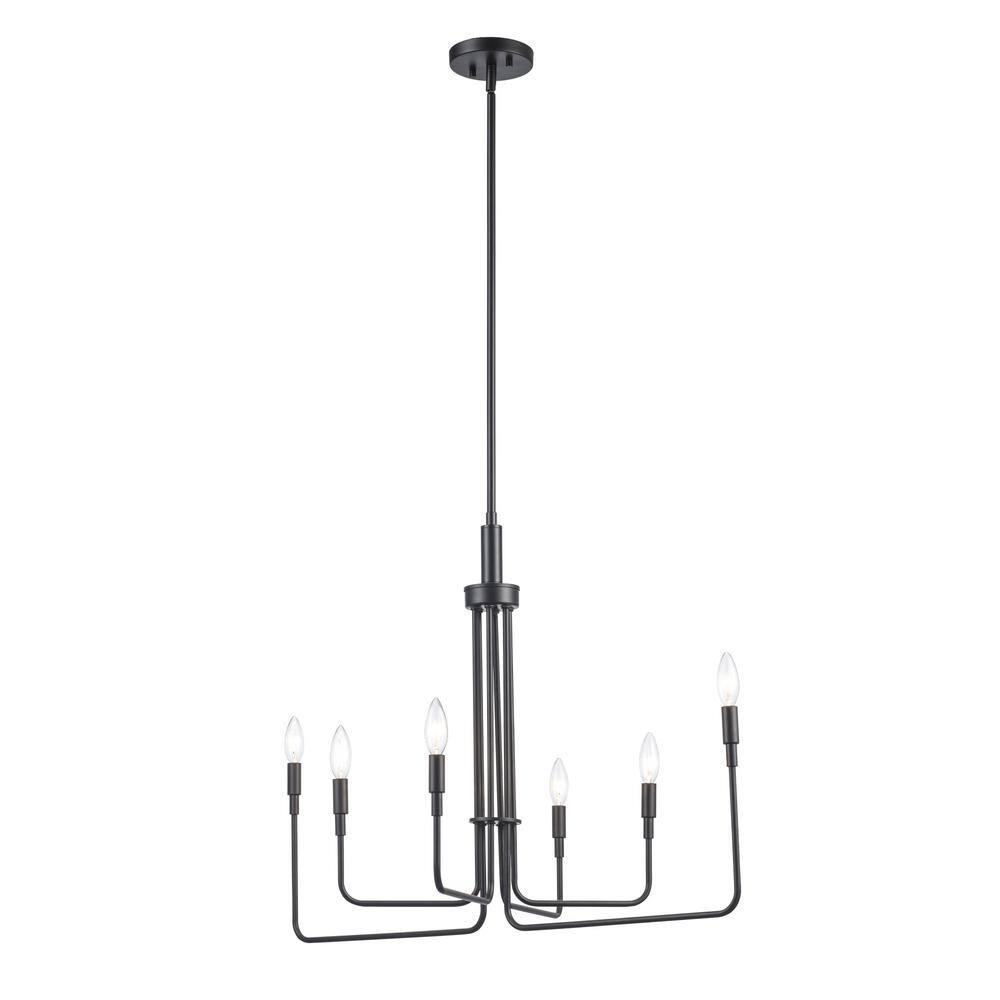 Charlotte 6-Light Black Candle Chandelier Light Fixture