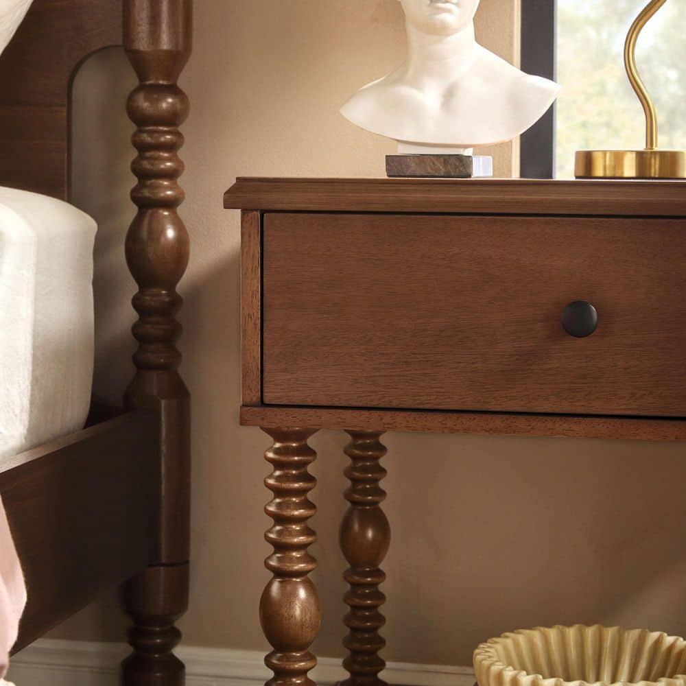 Vivienne Easy Assembly Solid Wood Spindle 1-Drawer Nightstand (Set of 2)