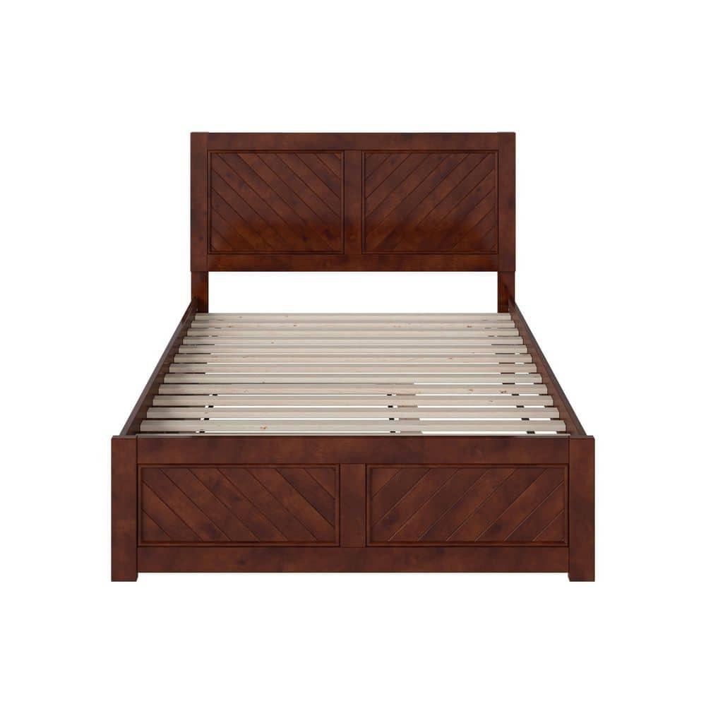 AFI Canyon Walnut Solid Wood Platform Bed with Matching Footboard & Twin Trundle, Full