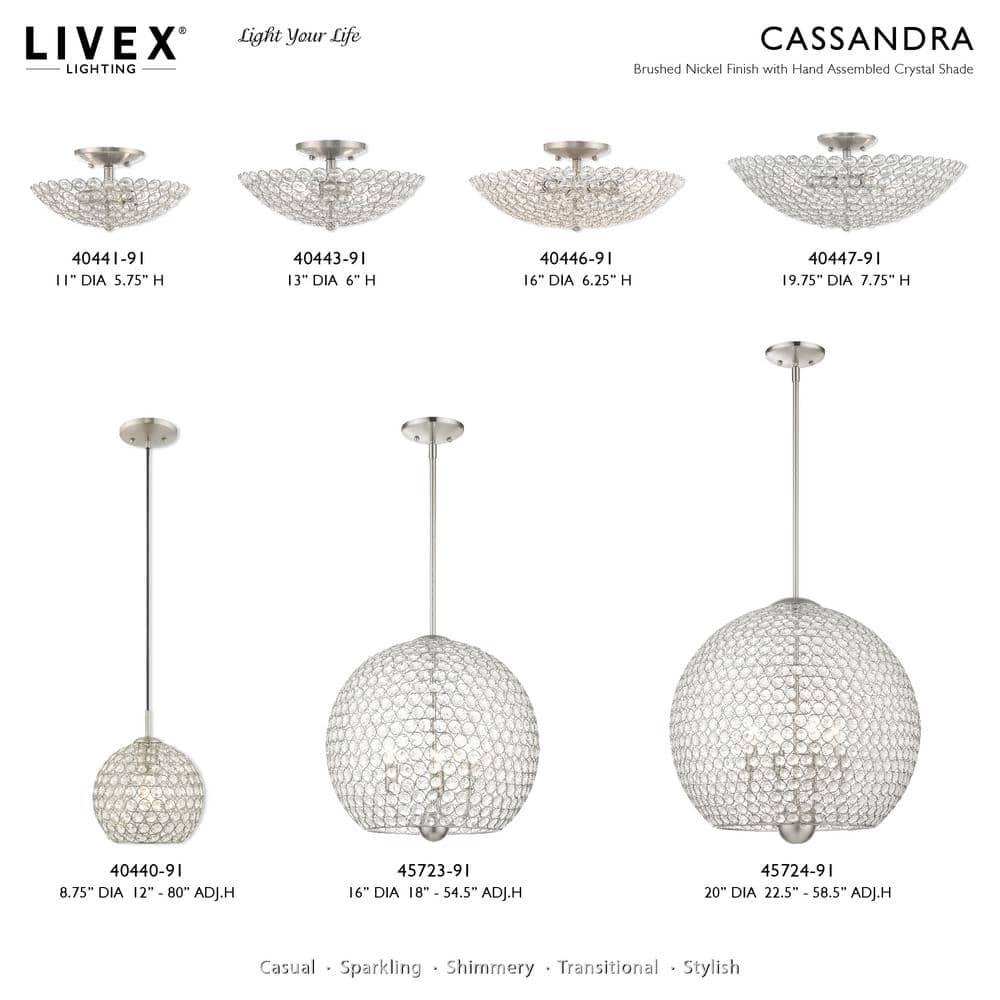 Livex Lighting Cassandra 2 - Light Semi-Flush Mount in  Brushed Nickel