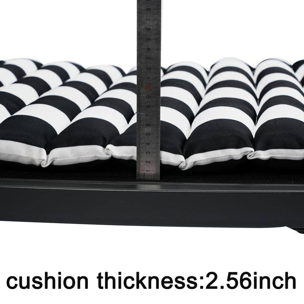 BAYUELSWU 2 PCS Set Outdoor Lounge Chair Cushion Replacement Patio Furniture Seat Cushion Chaise Lounge Cushion,Cushion Only, Chair not Included (Black-White)