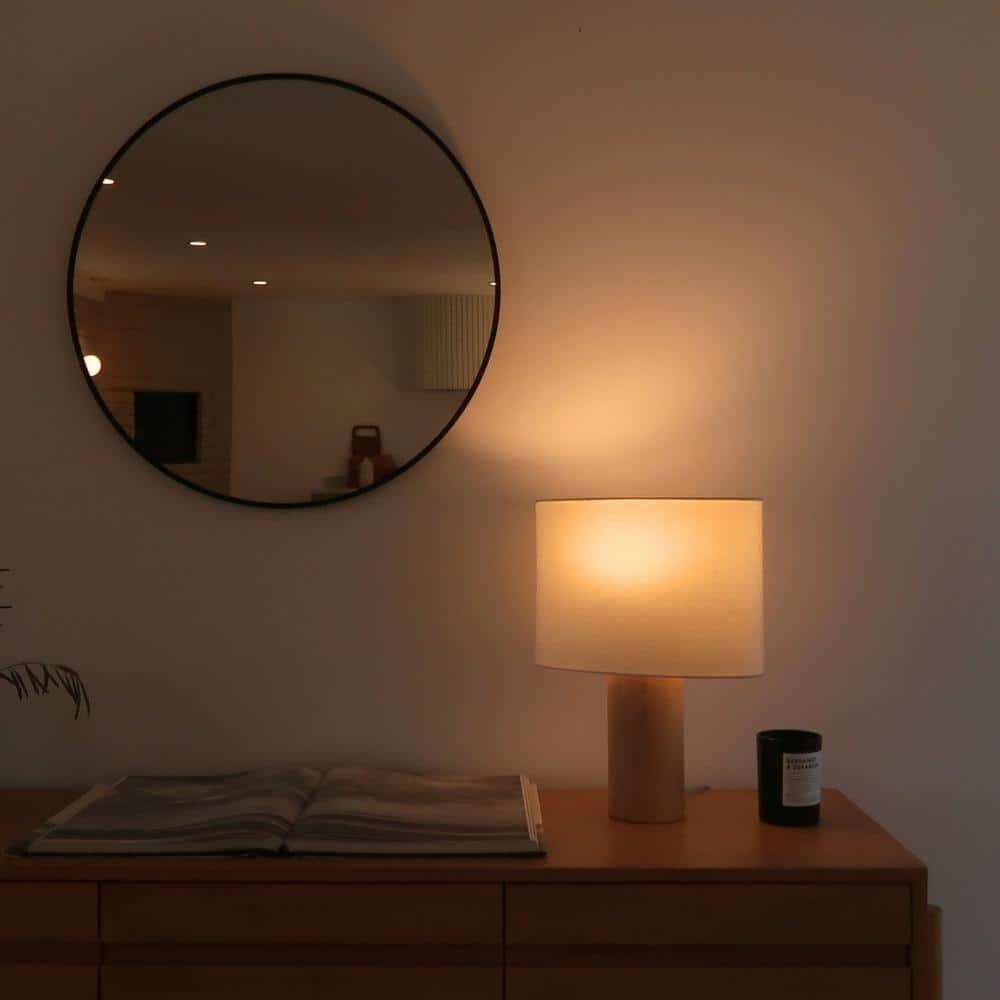 Mia 15.75" Midcentury LED Table Lamp With Natural Maple Wood Base