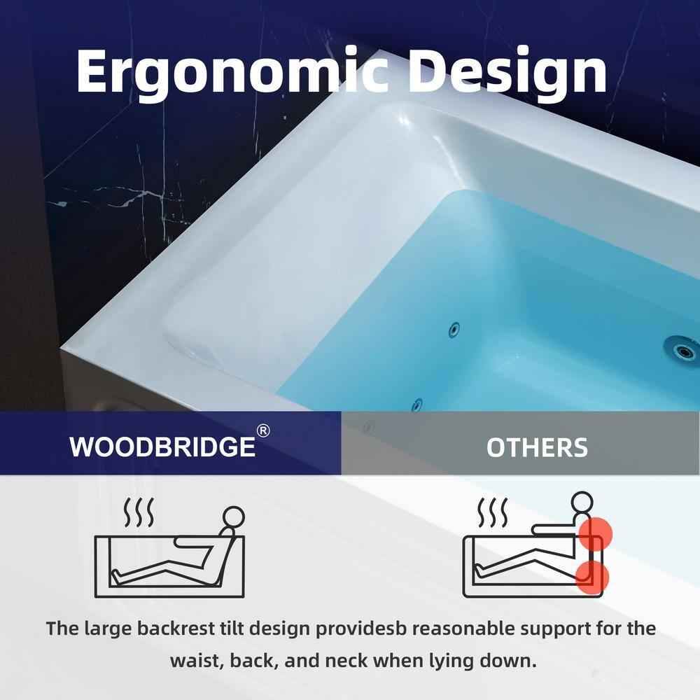 WoodBridge 59'' x 28.75'' Freestanding Soaking Acrylic Bathtub W-B0016-B