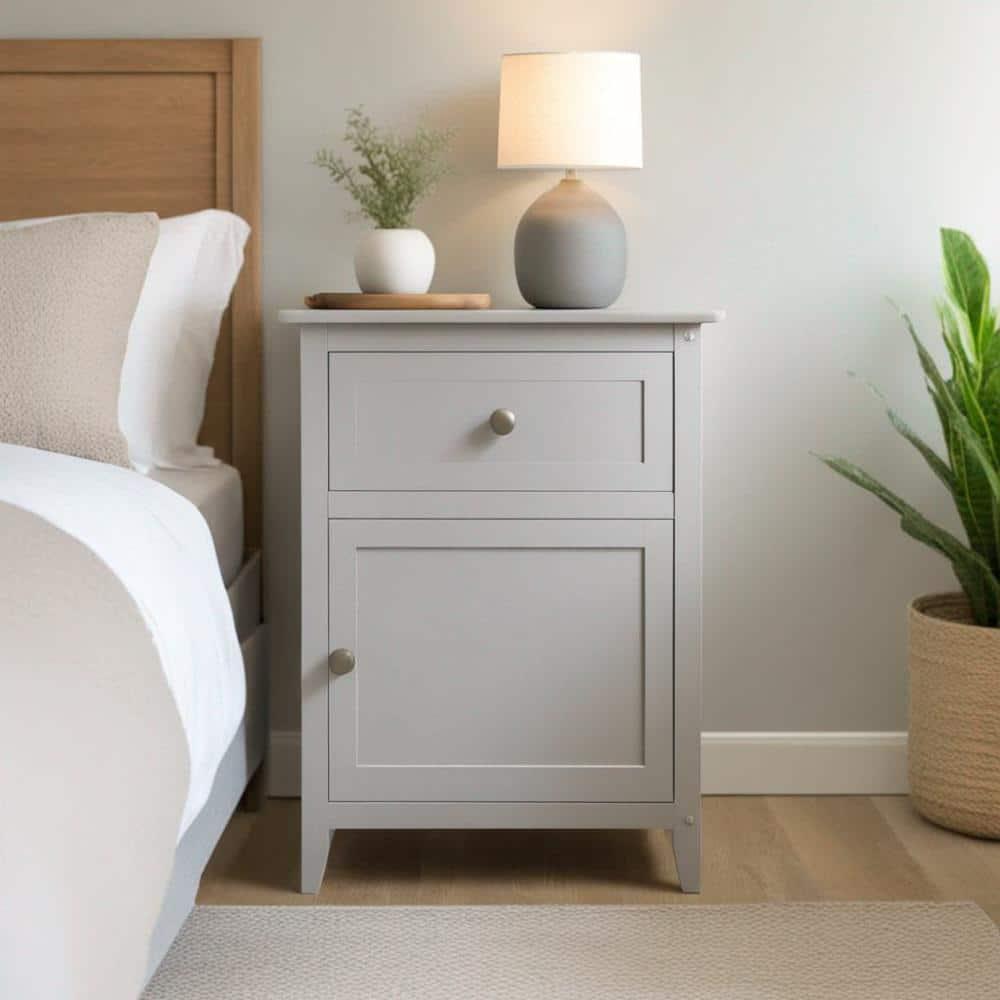 Eugene Nightstand - White - Winsome: Wood Composite Bedside Cabinet with Storage Drawer & Shelf