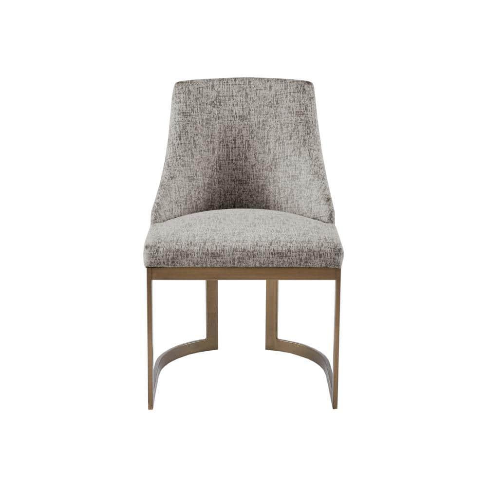 Madison Park Set of 2 Thornton Dining Chairs Gray: Upholstered, Metal Legs, Contemporary Style