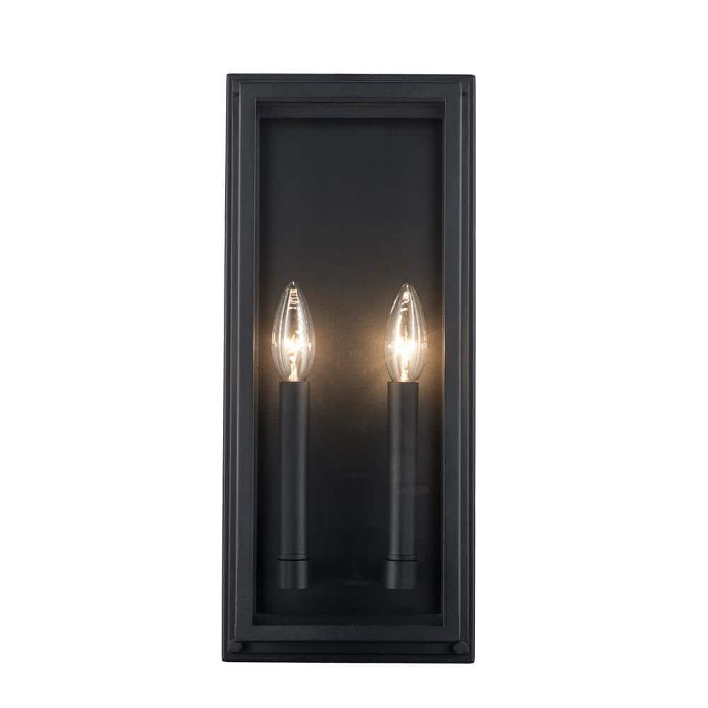 Bradford 18 in. 2-Light Black Outdoor Wall Light Fixture with Clear Glass