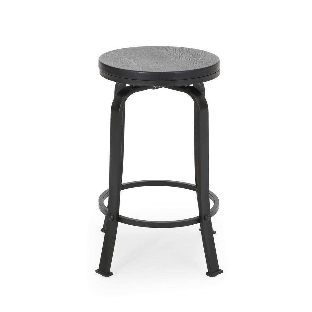 Noble House Skyla Modern Swivel Counter Stool in Black (Set of 2)