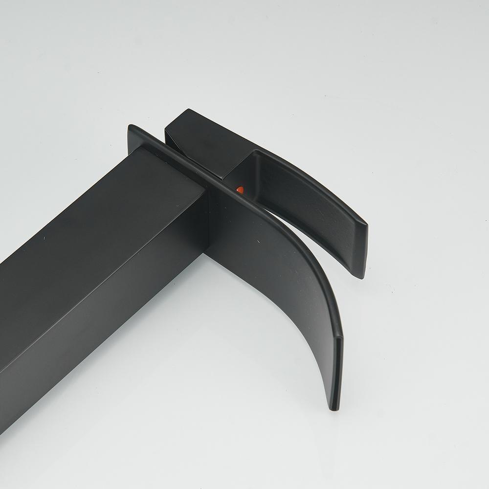 Waterfall Bathroom Faucet Single Handle，Bathroom Sink Faucet 1 Hole，Waterfall Faucet for Bathroom Sink，Vessel Sink Faucet Matte Black Tall Bathroom Faucet