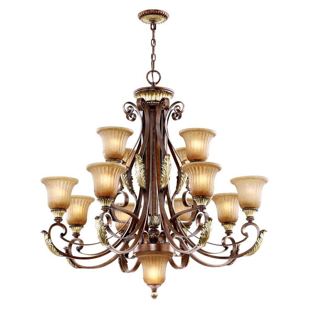 Livex Lighting Villa Verona Chandelier in Verona Bronze with Aged Gold Leaf