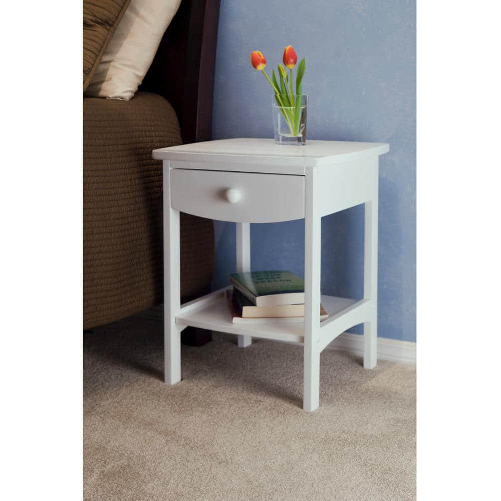 Claire Accent Table White - Winsome: Wood Composite Nightstand with Drawer & Shelf, Spot Clean