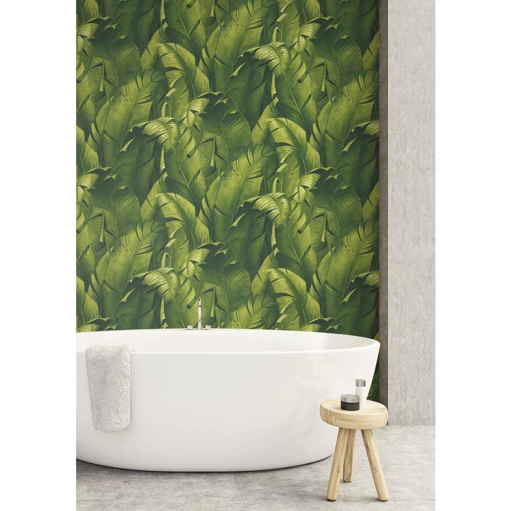 NextWall NW31000 Tropical Banana Leaves Peel & Stick Wallpaper, Green