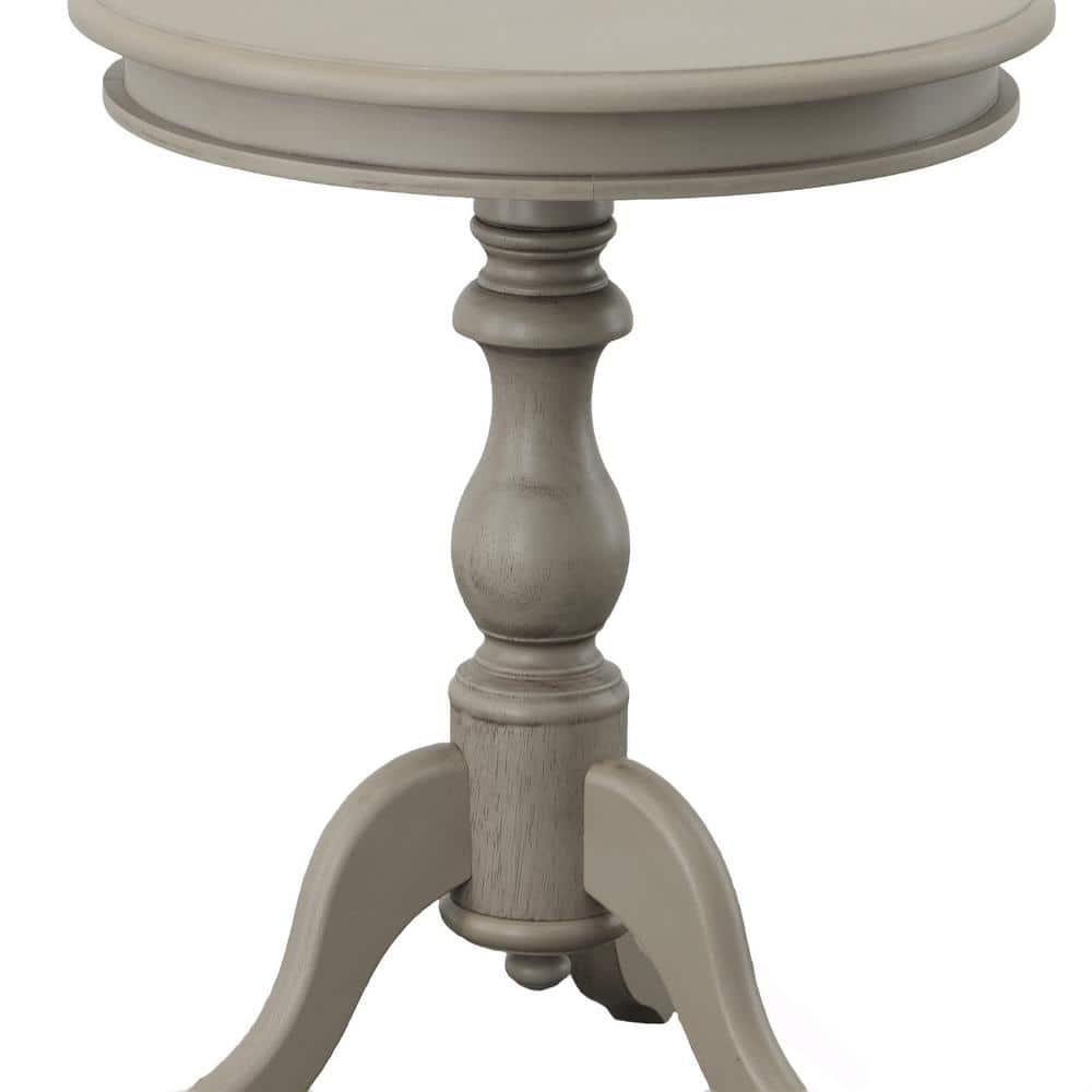 Carolina Living Paloma Accent Table - Weathered Gray and Table: Solid Wood, Round Pedestal Base, 25.25" Height